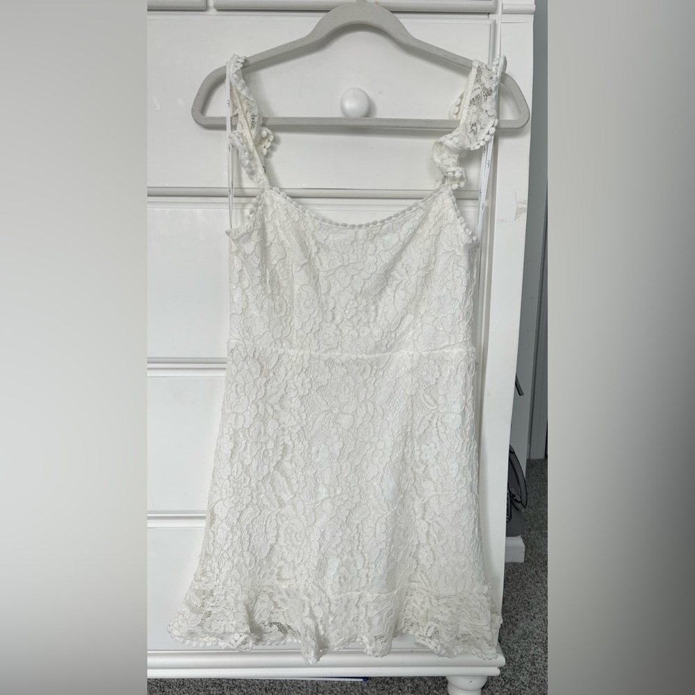 Lulus I’m in Love Ivory Lace Sleeveless Mini Dress (Size: M, Color: White)